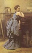 Jean Baptiste Camille  Corot Woman in Blue (mk09) oil painting